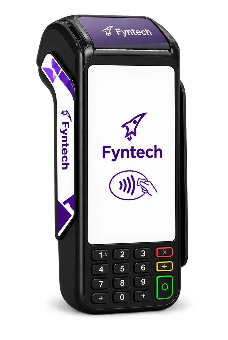 Maquininha Fyntech Power exibindo a tela de pagamento